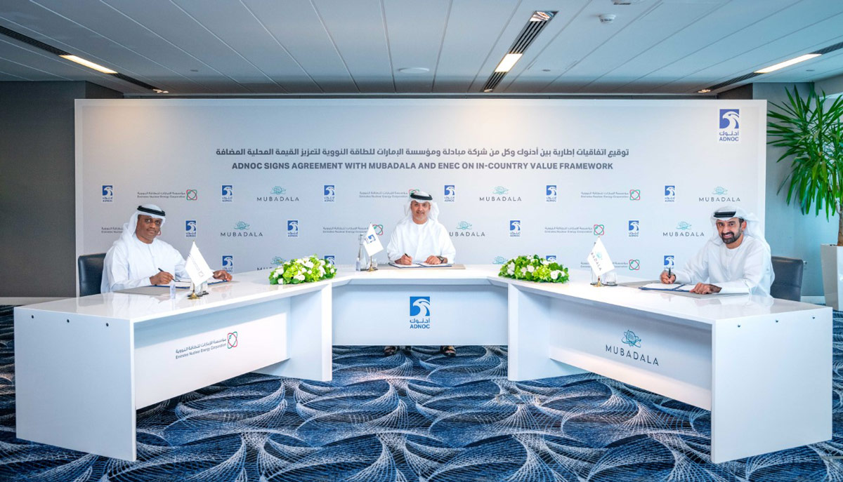 ADNOC partners with Mubadala, ENEC to drive In-Country Value for UAE